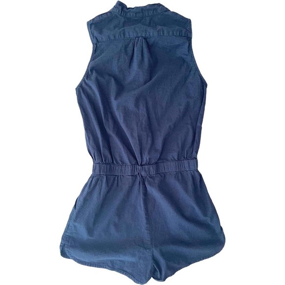 🍀Shades of Grey By Micah Cohen Blue Micro Check Summer Romper Size S - Picture 3 of 9